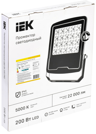 Прожектор светодиодный СДО 08-200 PRO 30град 5000К IP65 черный IEK