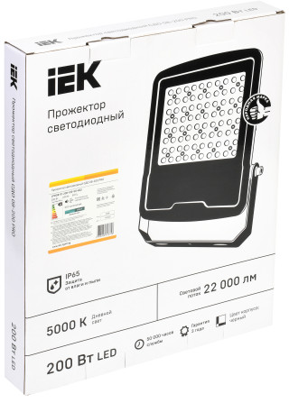 Прожектор светодиодный СДО 08-200 PRO 120град 5000К IP65 черный IEK