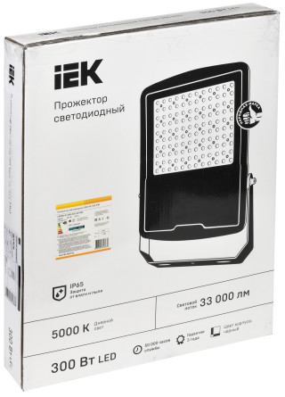 Прожектор светодиодный СДО 08-300 PRO 60град 5000К IP65 черный IEK
