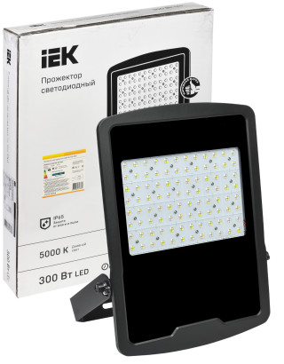 Прожектор светодиодный СДО 08-300 PRO 120град 5000К IP65 черный IEK