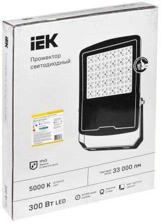 Прожектор светодиодный СДО 08-300 PRO 40х90град 5000К IP65 черный IEK