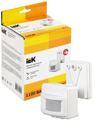 Датчик движения ДД-017 1100Вт 120град 12м IP44 белый IEK