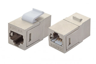 Проходной адаптер RJ45-RJ45, FTP категории 6A keystone, серебристый