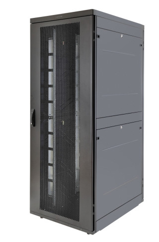 Шкаф Rackcenter D9000 42U 750 × 1000, передняя дверь перфорированная одностворчатая, задняя дверь перфорированная двустворчатая, черный