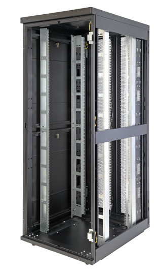 Шкаф Rackcenter D9000 42U 750 × 1200, передняя дверь перфорированная двустворчатая, задняя дверь перфорированная двустворчатая, черный