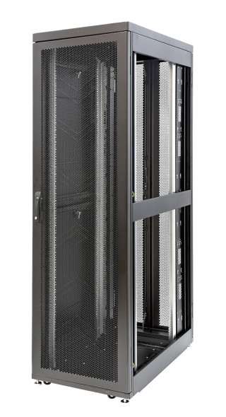 Шкаф Rackcenter D9000 48U 600 × 1000, передняя дверь перфорированная одностворчатая, задняя дверь перфорированная двустворчатая, черный