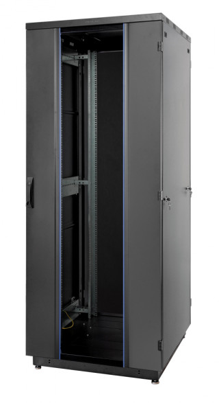 Шкаф Racknet S3000 42U 800 × 1000, передняя дверь стеклянная одностворчатая, задняя дверь металлическая двустворчатая, черный