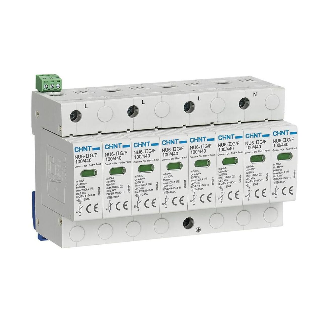 368976 Ограничитель имп. перенапр. NU6-IIG 4Р In=40kA Uc=440B Im=100kA (R)