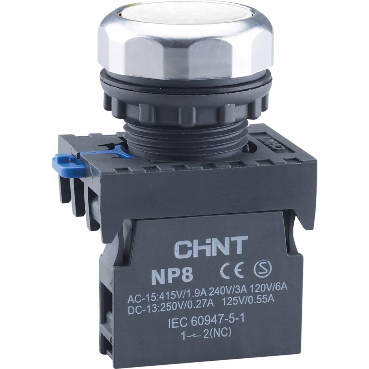 667867 Кнопка упр. NP8-20BN/1 без подсветки, самовозв., белый, 2НО, IP65 (R)