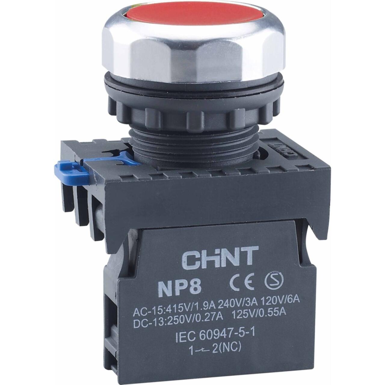 368573 Кнопка упр. NP8-30BN/4 без подсветки, самовозв., красный, 3НО, IP65 (R)