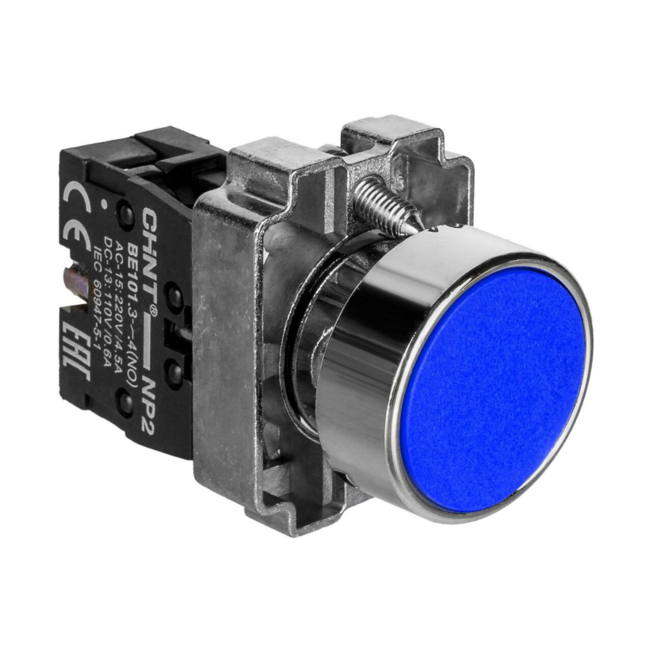 573892 Кнопка управления NP2-BA61 без подсветки синяя, 1НО, IP40 (R)