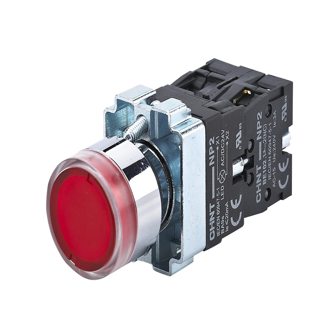 574366 Кнопка управления NP2-BW3465 плоская, красная, 1НО+1НЗ, AC/DC230В (LED), IP40 (R)