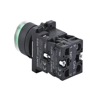 Кнопка управления NP2-EW3365 1НО+1НЗ зеленая AC/DC230В(LED), IP40 (R)
