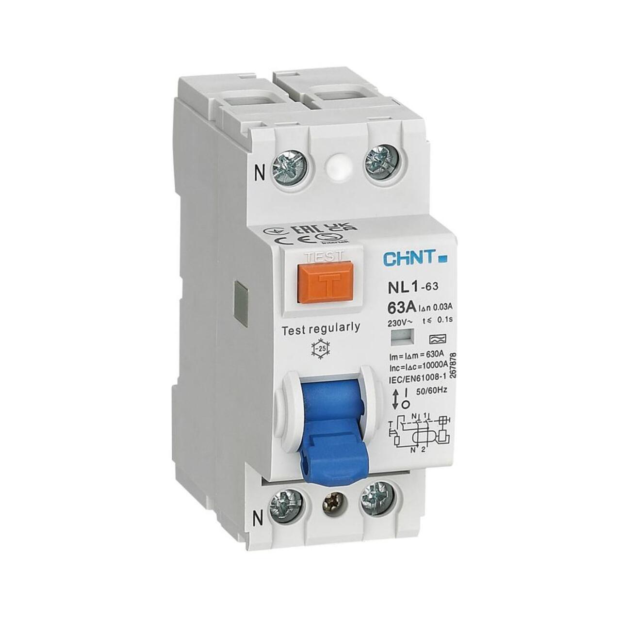 216709 УЗО NL1-63 1P+N 25A 30mA тип AC10kA(R) AX