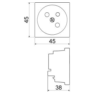Розетка QUADRO со шторками и заземляющим контактом черная 16 A, 250 V AC QP 45X45 C (FB)