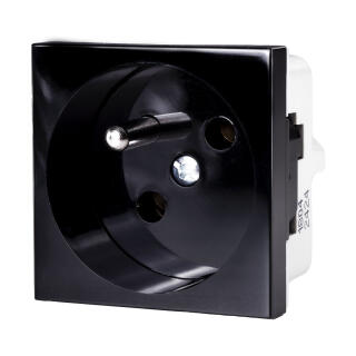 Розетка QUADRO черная с заземляющим контактным штырем 16 A, 250 V AC QP 45X45 (FB)