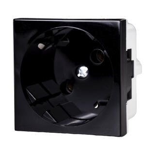 Розетка QUADRO черная 16 A, 250 V AC QS 45X45 (FB)