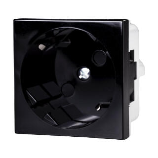 Розетка QUADRO со шторками черная 16 A, 250 V AC QS 45X45 C (FB)