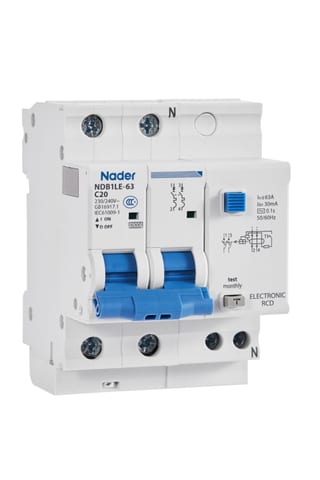 Автоматический выключатель дифференциального тока NDB1LE-63B20/2P/100mA/AC