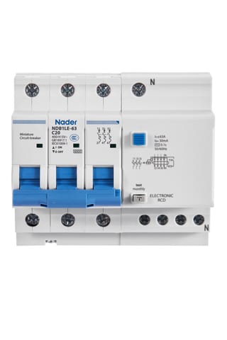 Автоматический выключатель дифференциального тока NDB1LE-63B20/3P+N/300mA/AC