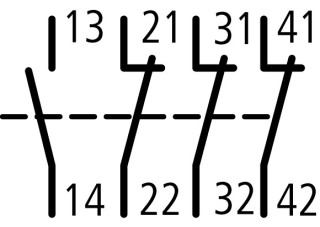 Фронтальный блок вспомогательных контактов, 4 полюса, 1НО+3НЗ, пружинные Зажимы, для DILM40-170