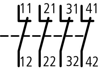 Фронтальный блок вспомогательных контактов, 4 полюса, 4НЗ, пружинные Зажимы, для DILM40-170