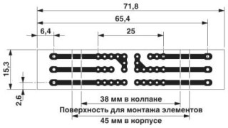 Чертеж, размер шага 5 мм, a = размер монтажной поверхности 38 мм в крышке, a = размер монтажной поверхности 45 мм в корпусе