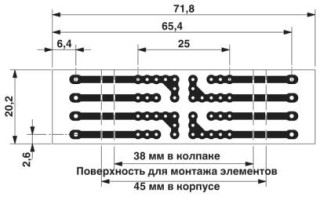 Чертеж, размер шага 5 мм, a = размер монтажной поверхности 38 мм в крышке, a = размер монтажной поверхности 45 мм в корпусе