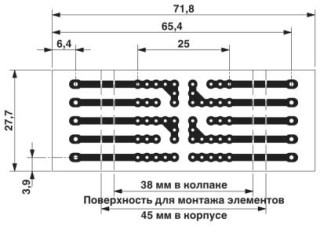 Чертеж, размер шага 5 мм, a = размер монтажной поверхности 38 мм в крышке, a = размер монтажной поверхности 45 мм в корпусе