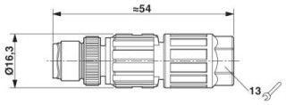 Чертеж, Штекер M12 х 1, прямой