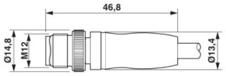 Чертеж, Штекер M12 х 1, прямой, экранированный