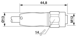 Чертеж, Гнездовая часть разъема M12 х 1, прямая