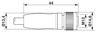 Чертеж, Гнездовая часть разъема M12 х 1, прямая