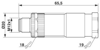 Чертеж, Штекер M12 х 1, прямой