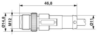 Чертеж, Штекер M12 х 1, прямой