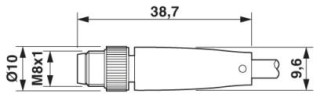 Чертеж, Штыревая часть разъема M8 x 1, прямая