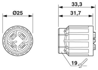 Чертеж, Размерный чертеж гайки QPD 5x2,5