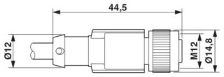 Чертеж, Гнездовая часть разъема M12 х 1, прямая