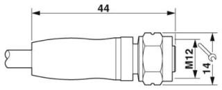 Чертеж, Гнездовая часть разъема M12 х 1, прямая