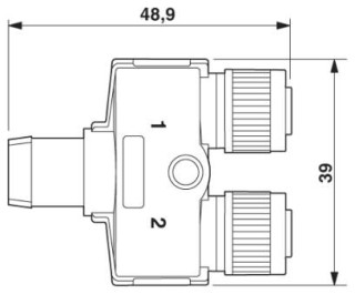 Чертеж, Y-образный разветвитель, 2 розетки M12 x 1