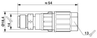 Чертеж, Вилка M12, прямая,, Зажимы QUICKON: 0,34 мм² ... 0,75 мм²