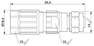 Чертеж, Розетка M12, прямая,, Зажимы QUICKON: 0,34 мм² ... 0,75 мм²