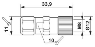 Чертеж, Розетка M8 x 1, прямая