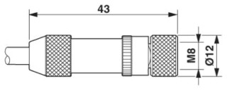 Чертеж, Розетка M8 x 1, прямая, экранированная