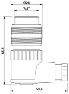 Чертеж, Вилка 7/8'-16UNF, угловая, Pg9