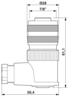 Чертеж, Розетка 7/8'-16UNF, угловая, Pg9