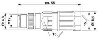 Чертеж, Штекер M12 х 1, прямой