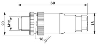 Чертеж, Штекер M12 х 1, прямой