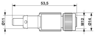 Чертеж, Гнездовая часть разъема M12 х 1, прямая