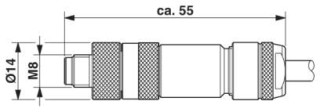 Чертеж, Штекер M8 x 1, прямой, экранированный